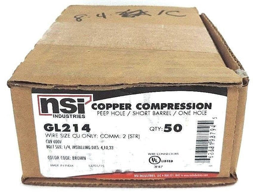 NIB NSI GL214 COPPER COMPRESSION SHORT BARREL, ONE HOLE, BROWN - QTY 50