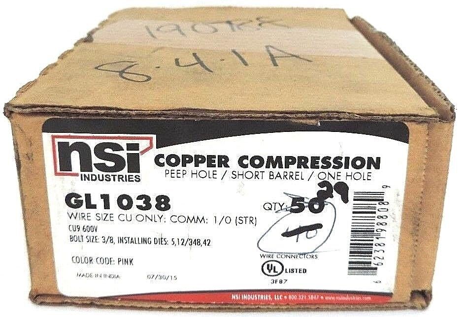 NIB NSI GL1038 COPPER COMPRESSION SHORT BARREL, ONE HOLE, PINK - QTY 29