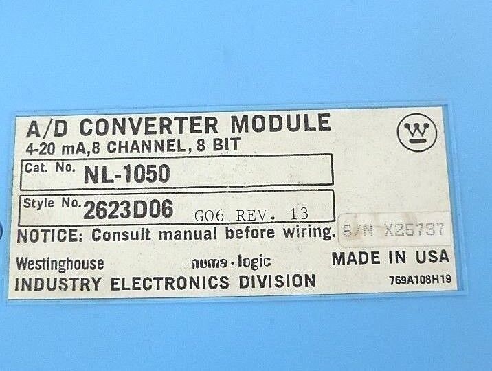 WESTINGHOUSE NL-1050 A/D CONVERTER MODULE STYLE NO. 2623D06, REV. 13