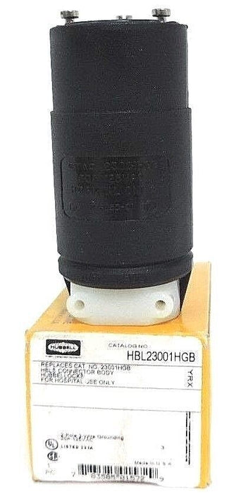 NIB HUBBELL HBL23001HGB CONNECTOR BODY HOSPITAL GRADE, 20A, 125VAC, 2 POLE
