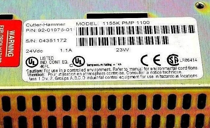 CUTLER HAMMER 1155K-PMP-1100 PRO LT PANELMATE 24VDC P/N 92-01975-01 1155KPMP1100