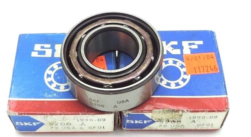 LOT OF 2 NIB SKF 5206 A BALL BEARINGS DOUBLE ROW 30MM ID, 5206A