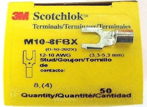LOT OF 300 3M SCOTCHLOK M10-8FBX BLOCK FORK TERMINALS M108FBX, 12-10 AWG