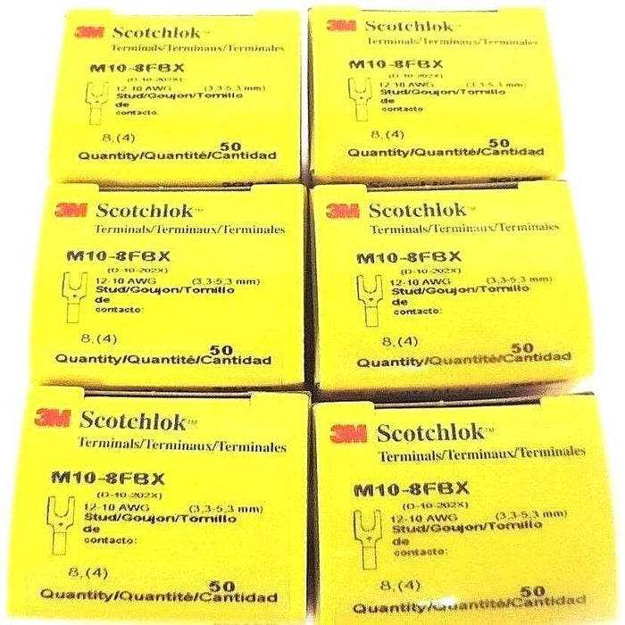 LOT OF 300 3M SCOTCHLOK M10-8FBX BLOCK FORK TERMINALS M108FBX, 12-10 AWG