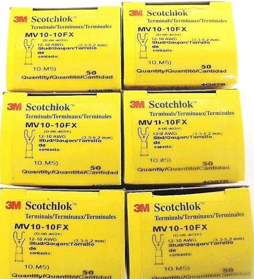 LOT OF 300 3M SCOTCHLOK MV10-10FX FORK TERMINALS MV1010FX, 12-10 AWG