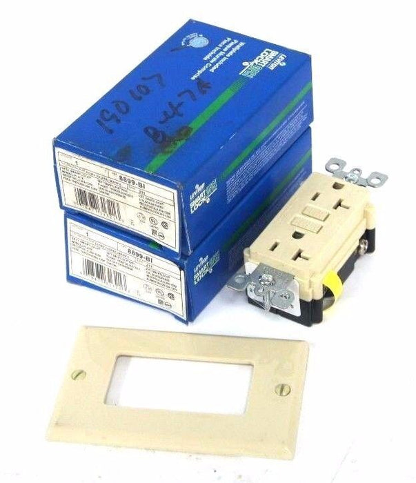 LOT OF 2 NIB LEVITON 8899-BI IVORY SMART LOCK RECEPTACLES GFCI 20A, 125V