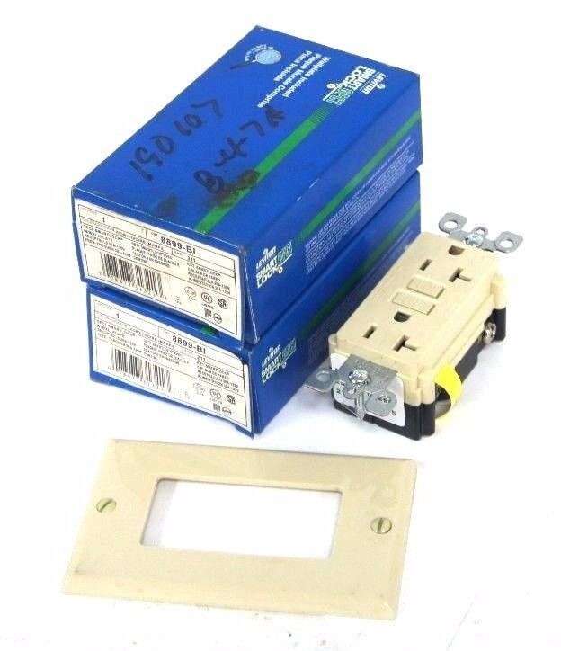 LOT OF 2 NIB LEVITON 8899-BI IVORY SMART LOCK RECEPTACLES GFCI 20A, 125V
