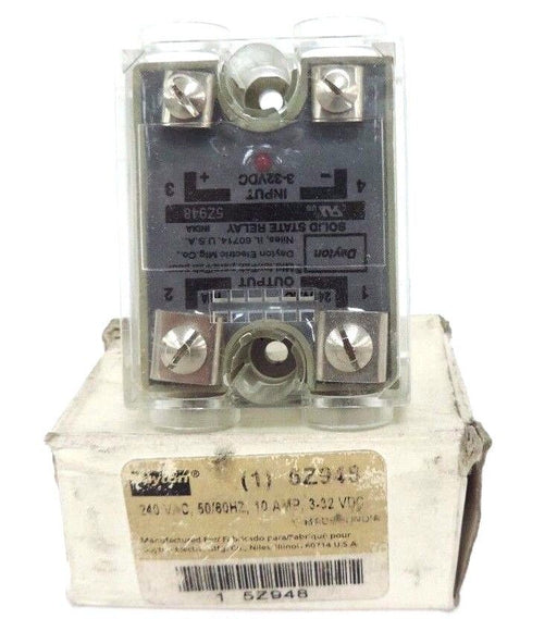 NIB DAYTON 5Z948 RELAY SOLID STATE 240VAC, 50/60HZ, 10AMP, 3-32VDC