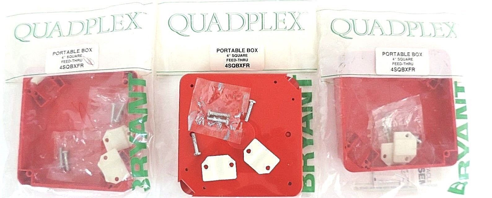 LOT OF 3 NEW BRYANT 4SQBXFR PORTABLE BOX 4" SQUARE FEED-THRU