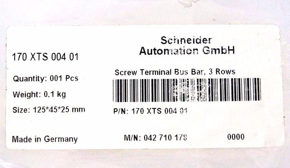 NIB SCHNEIDER AUTOMATION 170XTS00401 SCREW TERMINAL BUS BAR, 3 ROWS
