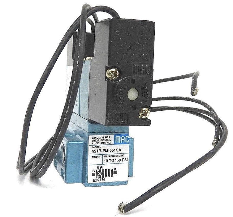 NIB MAC 921B-PM-551CA SOLENOID VALVE MAC 921BPM551CA, WATTS: 6.0, 25 TO 150 PSI