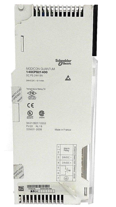 SCHNEIDER MODICON 140CPS21400 POWER SUPPLY 8AMP 24VDC, PV: 03, RL: 19