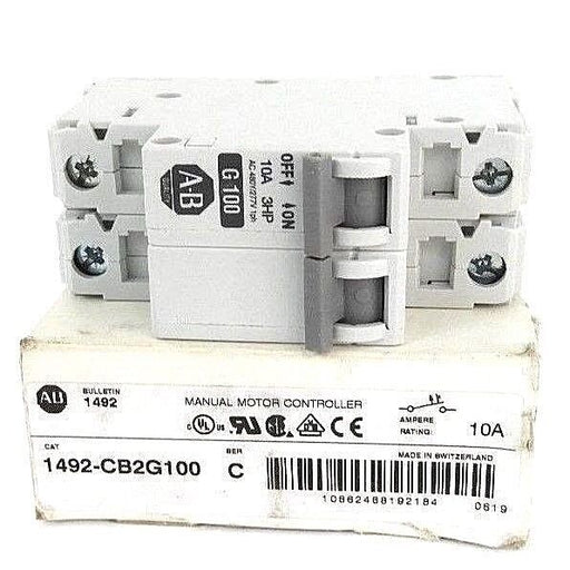 NIB ALLEN BRADLEY 1492-CB2G100 MANUAL MOTOR CIRCUIT BREAKER SER. C, 10A