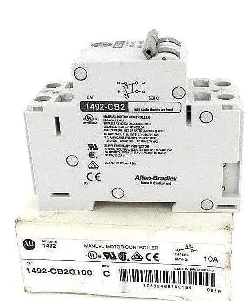 NIB ALLEN BRADLEY 1492-CB2G100 MANUAL MOTOR CIRCUIT BREAKER SER. C, 10A