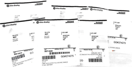 LOT OF 6 NEW ALLEN BRADLEY 800T-N62R RED LED SER. C WEDGE BASE 24V AC/DC
