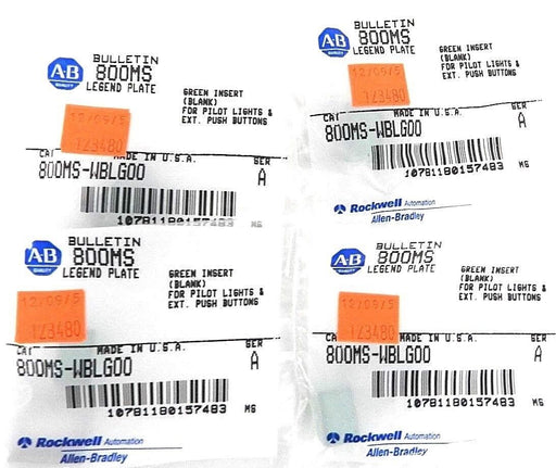 LOT OF 4 NEW ALLEN BRADLEY 800MS-WBLG00 GREEN INSERT (BLANK) SER. A