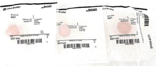 LOT OF 3 NEW ALLEN BRADLEY 800T-N42 PUSH BUTTON AMBER EXTENDED HEAD CAPS SER. C