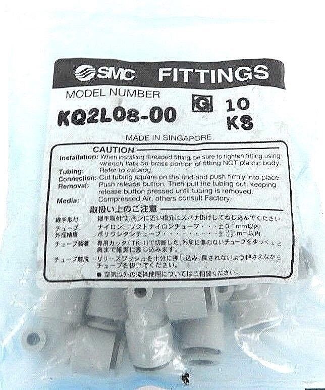 BAG OF 10 NEW SMC KQ2L08-00 ELBOW FITTINGS KQ2L0800