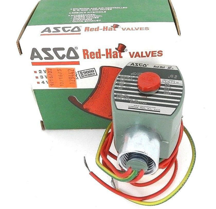 NIB ASCO 8320G174V SOLENOID VALVE 120/60 - 110/50, 1/4 PIPE, 17.1 WATTS, 100PSI