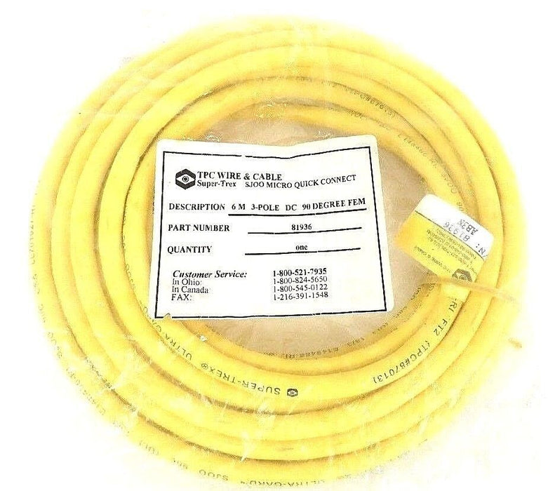 NEW TPC WIRE & CABLE 81936 90 DEGREE FEMALE CABLE 6M, 3-POLE DC