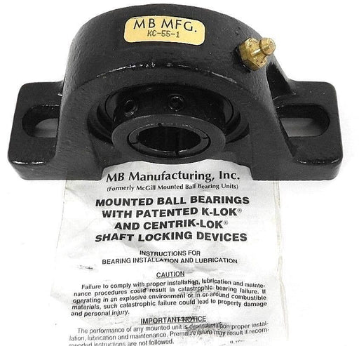 NIB MB MFG. KC-55-1 PILLOW BLOCK BALL BEARING 1INCH DIA 2BOLT KROWN REGAL SERIES
