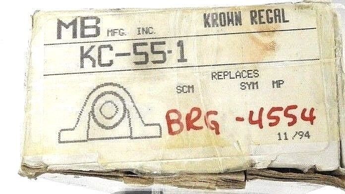 NIB MB MFG. KC-55-1 PILLOW BLOCK BALL BEARING 1INCH DIA 2BOLT KROWN REGAL SERIES