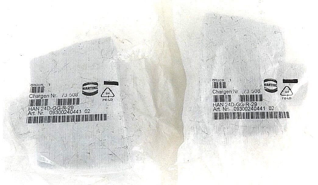 LOT OF 2 NEW HARTING 24D-GG-R-29 CORD CONNECTORS 09300240441-02, 73508