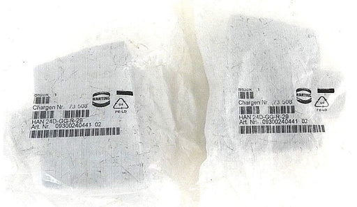 LOT OF 2 NEW HARTING 24D-GG-R-29 CORD CONNECTORS 09300240441-02, 73508