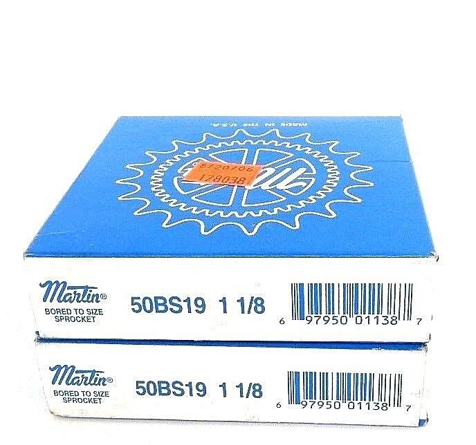 LOT OF 2 F/S MARTIN 50BS19 1 1/8 SPROCKETS 1-1/8IN BORE 19TEETH
