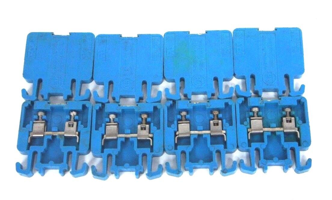 LOT OF 8 ALLEN BRADLEY 1492 STYLE H BLUE TERMINAL BLOCKS, 1492-H, 1492H