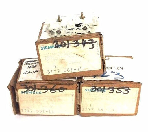 LOT OF 3 NIB SIEMENS 3TY7-561-1L AUXILIARY CONTACTS 1NO/1NC 3TY75611L