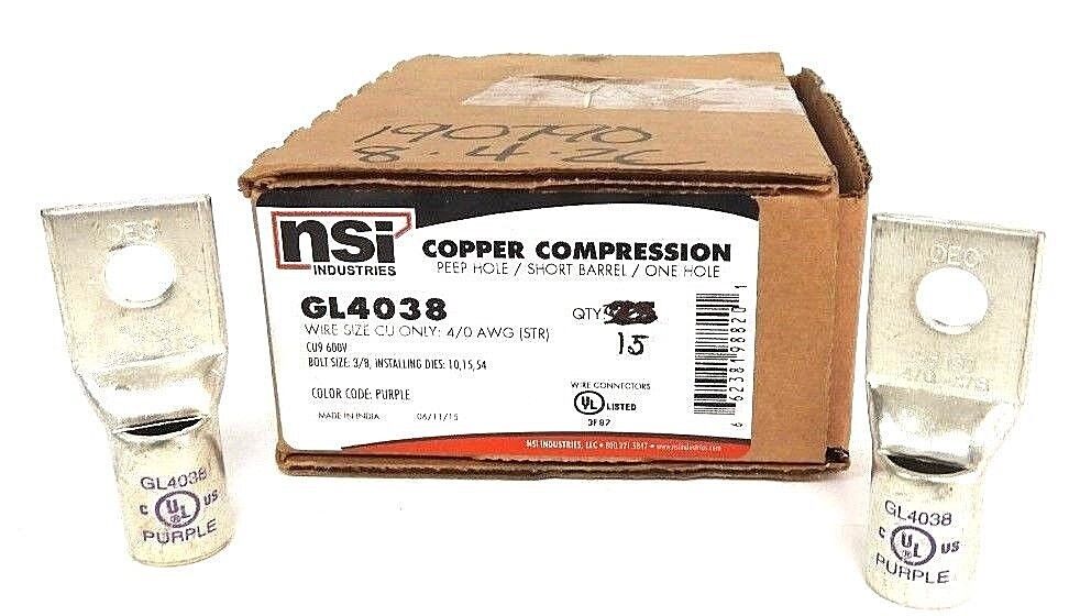 NIB NSI GL4038 COPPER COMPRESSION SHORT BARREL, ONE HOLE, PURPLE - QTY 15