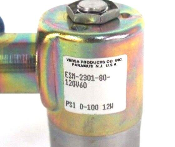 LOT OF 2 NIB VERSA ESM-2301-80-120V60 SOLENOID VALVES 0-100 PSI, 12W