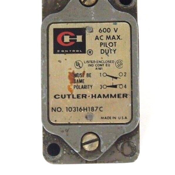 CUTLER HAMMER 10316H187C LIMIT SWITCH 600VAC MAX