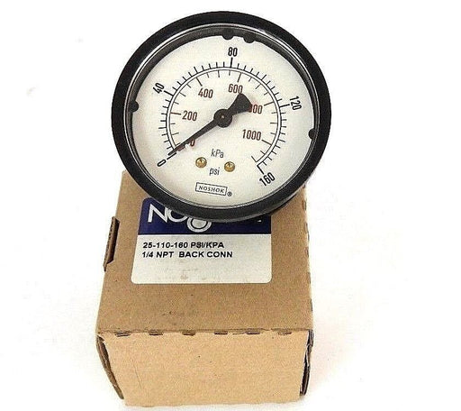LOT OF 2 NEW NOSHOK 25-110-160 PSI/KPA 1/4 NPT BACK CONN PRESSURE GAUGES