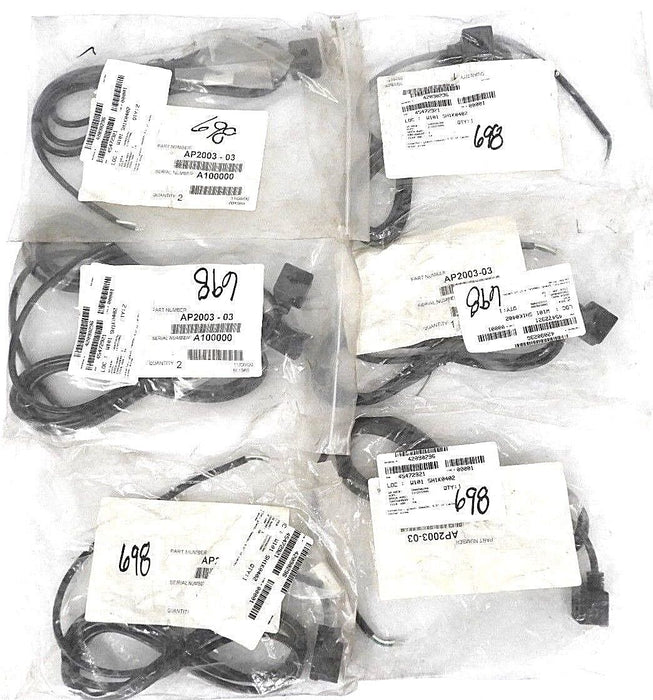 LOT OF 7 NEW ASCO AP2003-03 CONNECTOR, GLAND, FEMALE, 4.5' OF CABLE AP200303