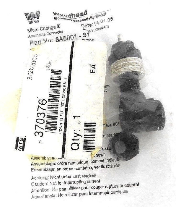 LOT OF 3 NEW BRAD HARRISON WOODHEAD 8A5001-31 MICRO CHANGE CONNECTORS