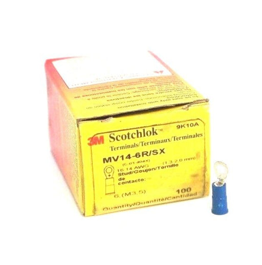 BOX OF 78 NEW 3M SCOTCHLOK MV14-6R/SX RING TERMINALS VINYL INSULATED