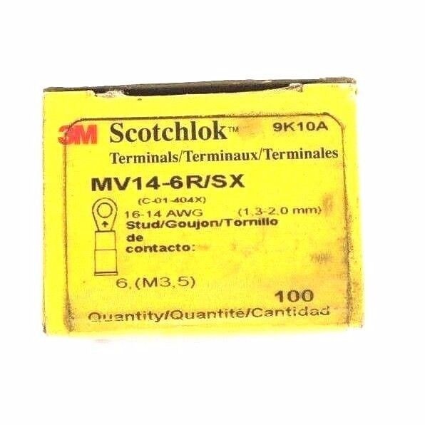 BOX OF 78 NEW 3M SCOTCHLOK MV14-6R/SX RING TERMINALS VINYL INSULATED