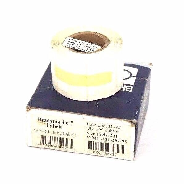 NIB BRADY WML-211-292-75 WIRE MARKING LABELS QTY 250, SIZE CODE 211, WML21129275