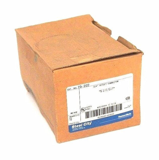 BOX OF 10 NEW STEEL CITY T0-222 OFFSET CONNECTORS 3/4", T0222