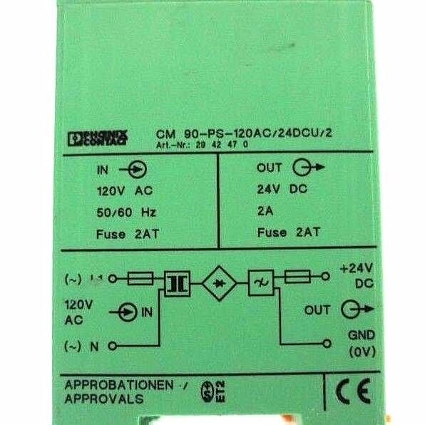 PHOENIX CONTACT 2942470 POWER SUPPLY CM 90-PS-120AC/24DC/2