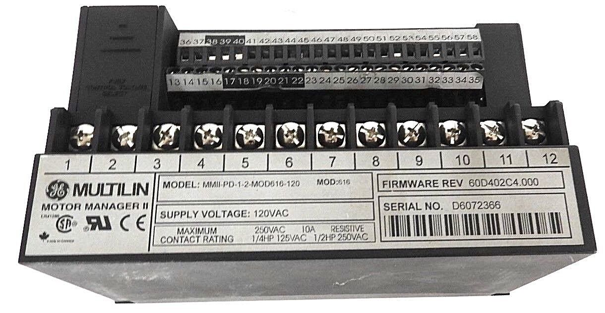 GE MULTILIN MMII-PD-1-2-MOD616-120 MOTOR MANAGER II, F/W REV. 60D402C4.000