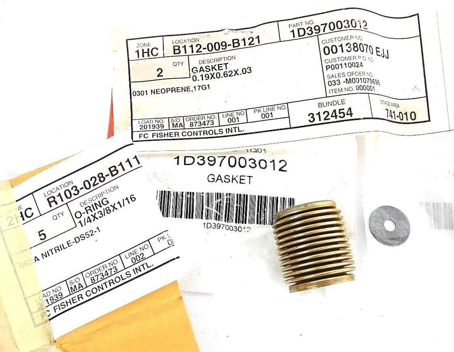 NIB FISHER CONTROLS 14A5726X032 BELLOWS ASSEMBLY W/ 5 O-RINGS, 2 GASKETS