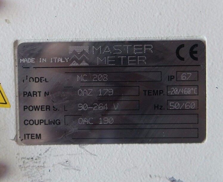 NEW MASTER METER MODEL: MC 208 P/N: QAZ 179 CONVERTER ELECTROMAGNETIC FLOW METER