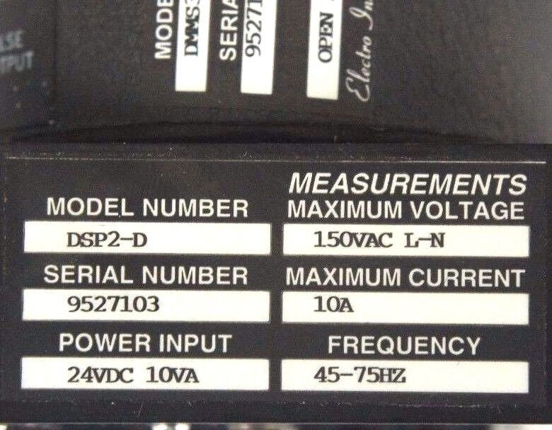 NEW ELECTRO INDUSTRIES DMMS300 POWER METER W/ DSP2-D 24VDC, 10VA, 47-75HZ