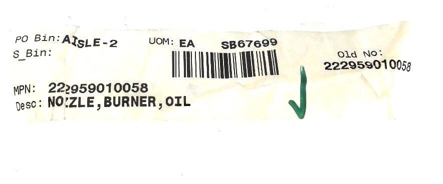 NEW MONARCH C169 WA NOZZLE BURNER OIL 150 X 100