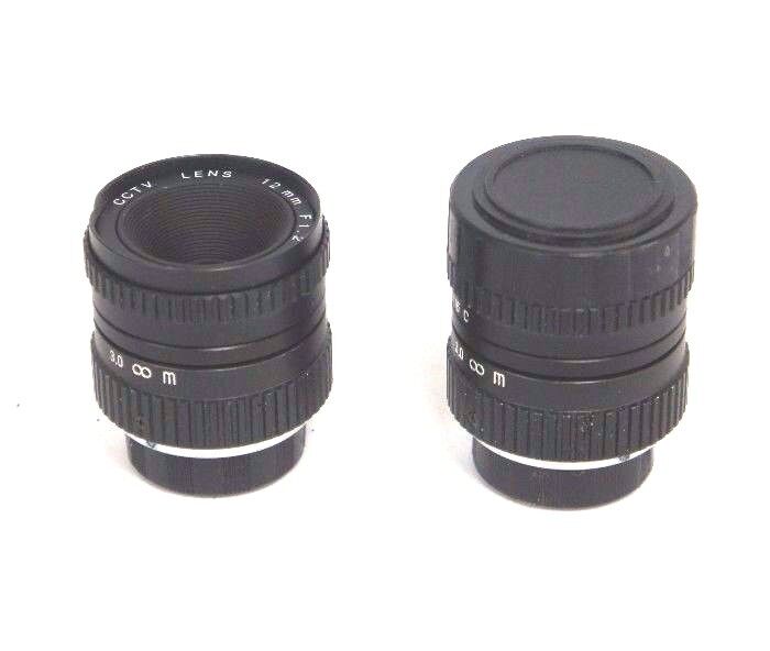 LOT OF 2 HIGH RESOLUTION CCTV LENSES 12MM F1.2