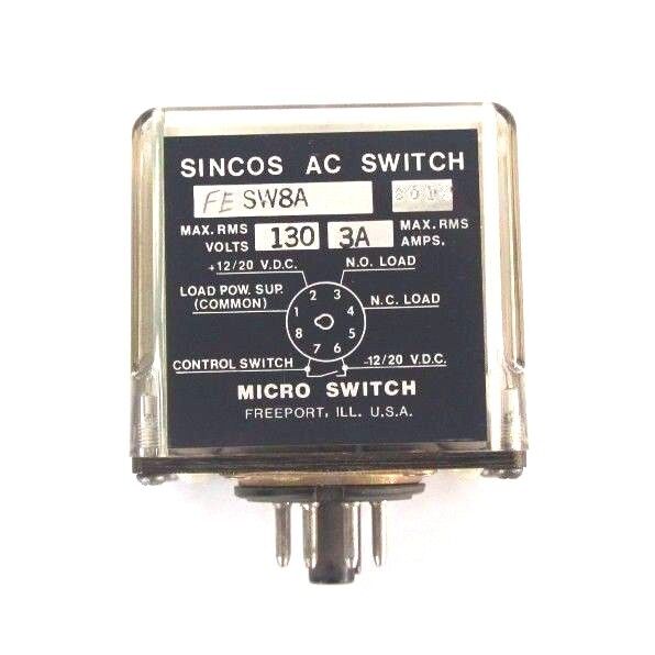 HONEYWELL MICRO SWITCH SW8A SINCOS AC SWITCH RELAY FE-SW8A 130V 3A