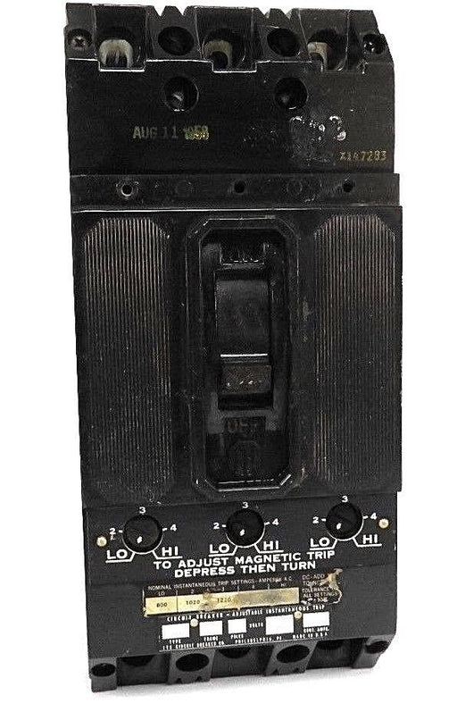 ITE SIEMENS ET4067 CIRCUIT BREAKER 100AMP, 3POLE, 600VAC W/MAG TRIP